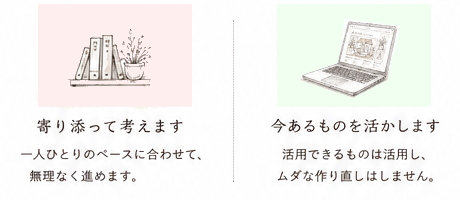 今あるものを活かし、寄り添って考えます

